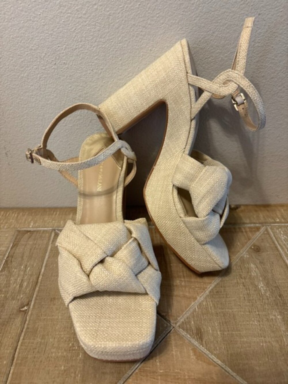 NEW Antonio Melani Mya Linen Braided Platform Dress Sandals Size 9